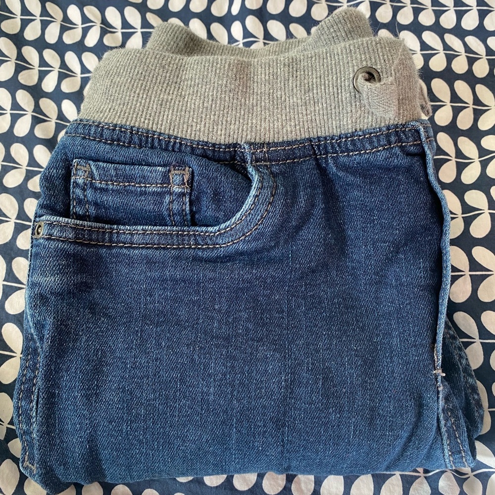 Hanna Andersson Pull On Drawstring Reinforced Knee Denim Jeans Size 10